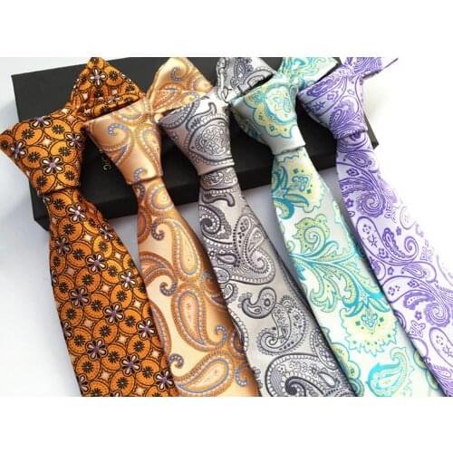 Mens Fashion Tie Personalized Paisley Cashew Flower 8cm Polyester Trendy Unisex Necktie for Wedding Business Banquet Gifts
