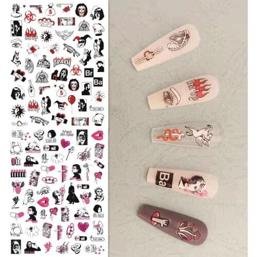 Newest TSC 295 3D design nail art sticker decal stamping back gule DIY nail decoration wraps