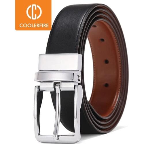 New strap male genuine leather belts for men Rotatable buckle genuine leather belt men reversible casual jeans men belt HQ113