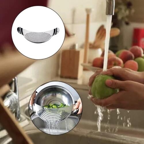 50LB Pot Strainer Stainless Steel Strainer Hand Held Pot Drainer with Handle Crescent Pot Strainer Practical Draining Tool