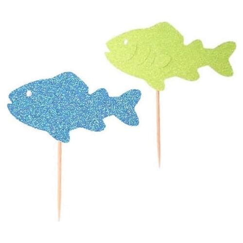GLITTER fish sea birthday beach wedding cupcake toppers baptism Christening gender Reveal party decoration doughnut food picks