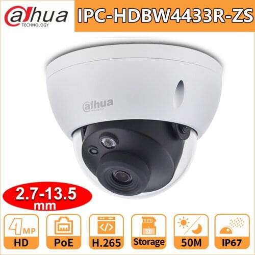 Dahua HD 4MP IP Camera IPC-HDBW4433R-ZS 2.7-13.5mm Electric Zoom Lens Security Camara IR50m Night Vision H.265 IP67 Home Outdoor