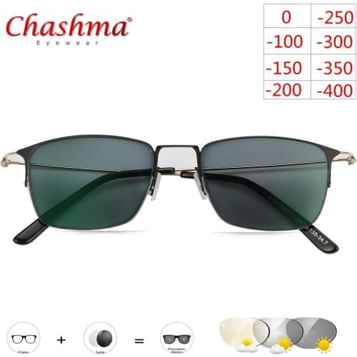 Myopia Sunglasses Photochromic Finished Men Women Myopia Eyeglasses Frame with color Lens Sun glasses Myopia Eyewear Titanium
