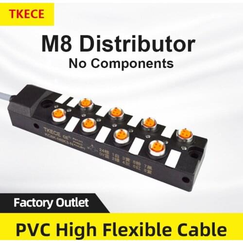 TKECE Leaded 8-bit M8 Sensor Central Distributor Junction Box No Component Single Channel PVC High Flexible Cable
