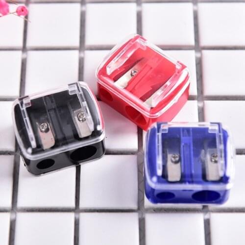 Cosmetic Pencil Sharpener 2 Holes Sharpener for Eyebrow Lip Liner Eyeliner Pop 3.8*2.9*2.5cm Makeup Tool Kits Random Color Sent