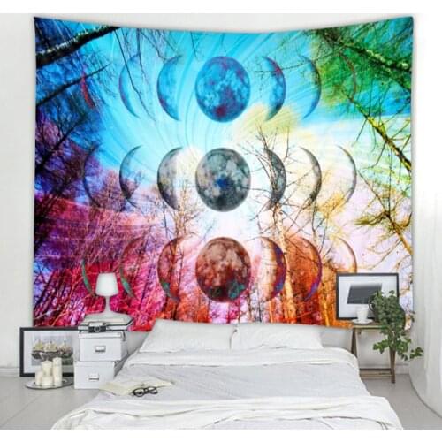 Forest Moon Decoration Hanging Witchcraft Astrology Decoration Tapestry Bohemian Hippie Tapestry Nordic Wall Tapestry