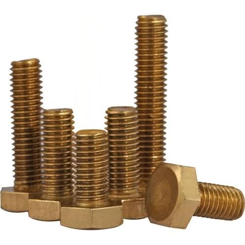 DIN933 manufacturer wholesales environmental protection brass outer hexagon bolt copper screw copper outer hexagon m3-m5 30Pcs