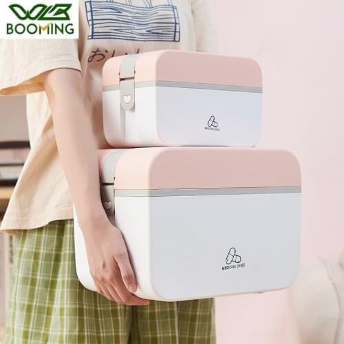 WBBOOMING Plastic Household Medicine Cabinet Home Care Medicine Storage Box Rectangle Container Portable And Fresh Color Boxes