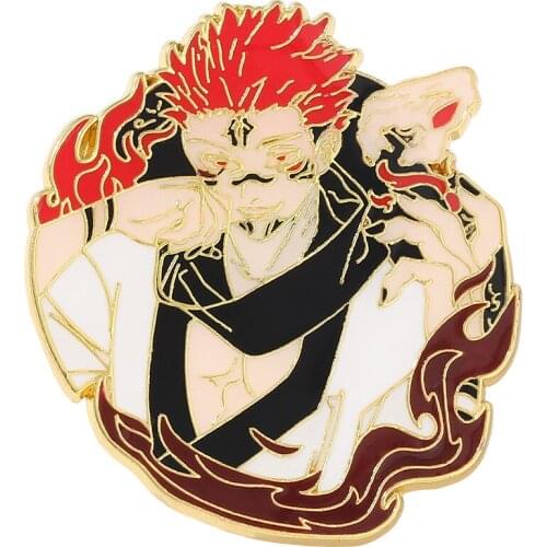 Japanese Anime Jujutsu Kaisen Ryomen Sukuna Metal Badge Fashion Simple Two-dimensional Brooch Bag Accessories Pin Jewelry