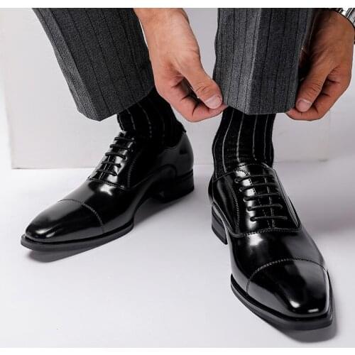 Yomior 2021 Top Quality Men Casual Shoes Gentleman Formal Dress Cow Leather Loafers Business Wedding Oxfords Italian Luxury