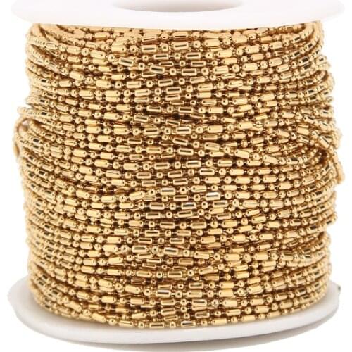 2Meters Stainless Steel Handmade 1.5mm Gold Beads Chains Link Chain DIY For Choker Necklace Bracelet Jewelry Making Findings
