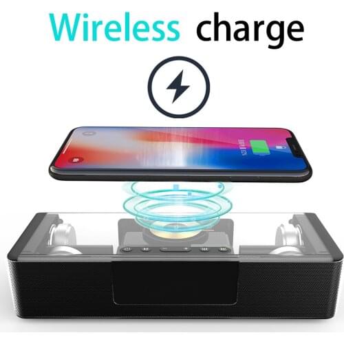 Home Theater Sound Bar Bluetooth Speaker Sound Column for Computer Boombox Music Center with Wireless Charger Clock caixa de som