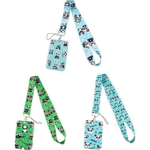 12pcs/lot E3341 Cartoon Panda Lanyard for Key Neck Strap lanyard Card ID Holder Gym Key Chain Key Badge Holder DIY Hang Rope
