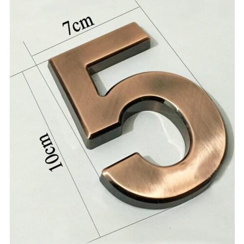 3D Digits Numeral Plate Plaque Sign Sticker With Self Adhesive For Door Waterproof Plastic Golden House Number Door