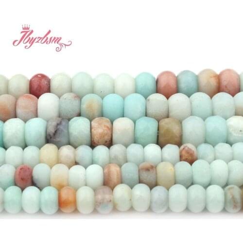 3x6 4x8mm Smooth Matte Faceted Mutil-Color Amazonite Stone Rondelle Spacer Bead for DIY Bracelet Jewelry Making 15"Free Shipping