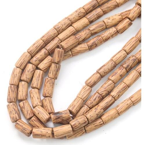1string Natural Wood Loose Beads Barrel Shaped Tubbiness Long Wooden Prayer Wheel Buddhist Necklace Bracelet Jewelry Accessories