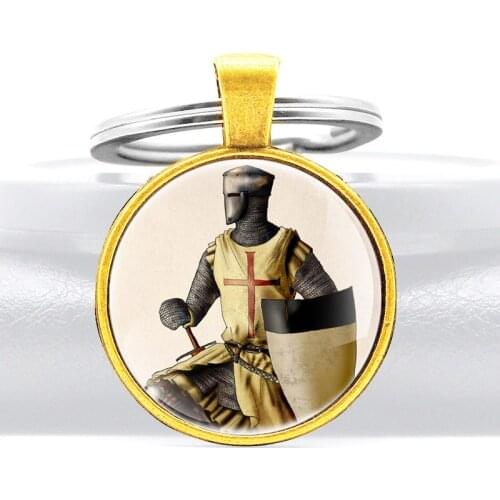 Holy The Crusaders Knight Templar Cross Glass Dome key Chains