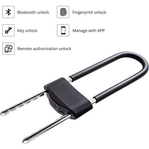 Intelligent fingerprint U type door lock bluetooth unlock manager with APP waterproof Anti-theft security padlock