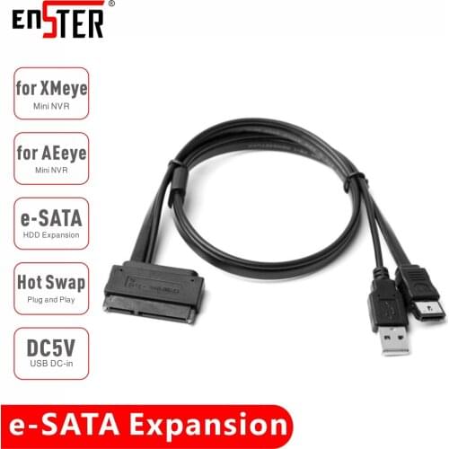 ENSTER e-SATA HDD Expansion Cable for XMEYE/ AEEYE Super Mini NVR e-SATA Port convert SATA HDD to e-SATA HDD DC5V in Hot Swap