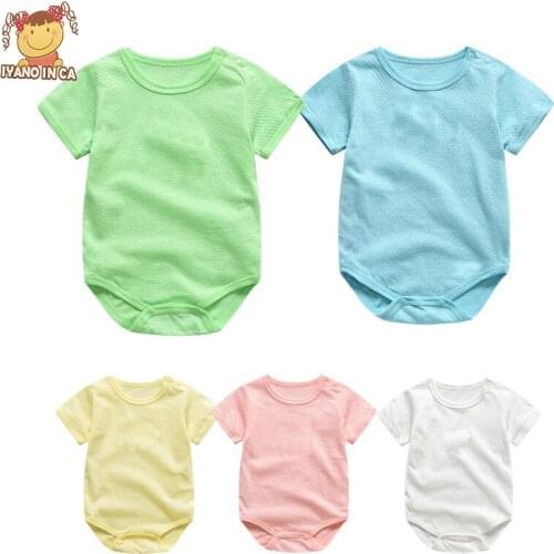 2020 New Summer Newborn Rompers Newborn Baby Boy Girl Cotton Short Sleeve Romper Jumpsuit Solid Outfit Quick-drying Clothes