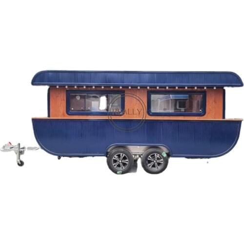 Mobile Food Van Ship Trailer 4 Wheels Fast Food Cart Outdoor Street Food Kiosk Kitchen Equipment