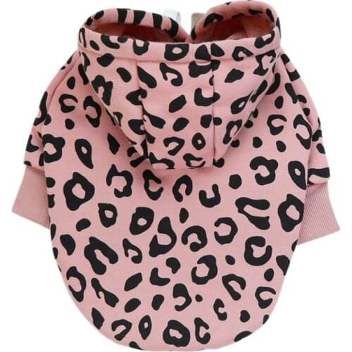 Leopard Dog Coat Classical Hooded Fleece Coat Warm Dog Clothes Costume For Autumn Winter Pet Jacket Pets Outfit