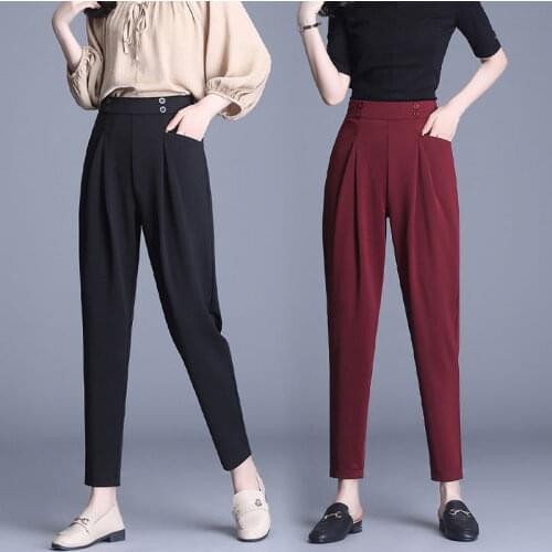 Summer Thin Womens Fashion Foreign Style Large Size Fat mm Loose Elastic High Waist Small Feet Radish Harem Pants D035