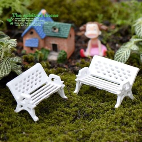 Mini Garden Decoration Chairs 2pcs Park Chair Figurines Doll House Miniature Bench Succulent Bonsai DIY Craft