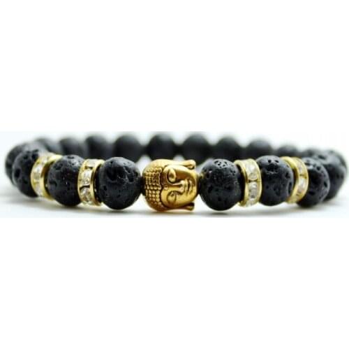 Fashion jewelry black Lava stone buddha beads bracelet charm bangles Natural stone for men and women jewelry New Products