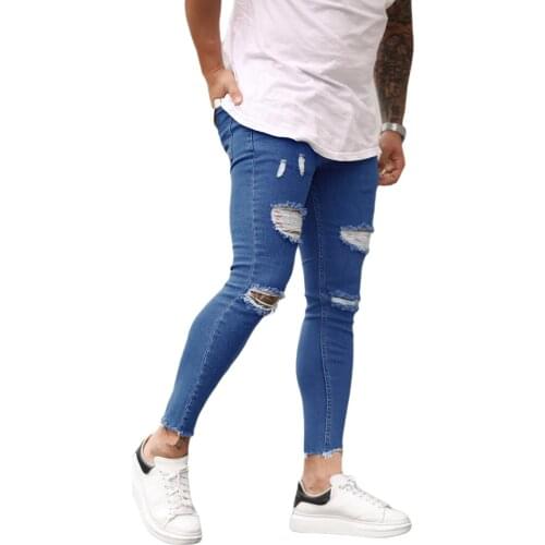 2021 New Arrival Men Compact Slim-fit Motorcycle Jeans Fashion Ripped Elastic Stretch Multicolor Denim Trousers MenPencil Pants