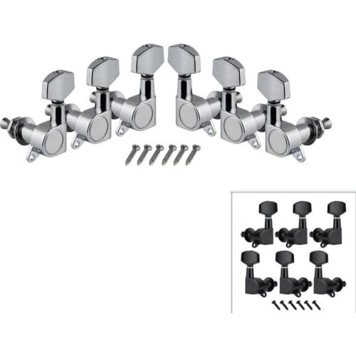 NEW Set of 3L3R Acoustic Guitar Tuning Pegs Tuners Machine Heads Big Button,Silver/Black Choose