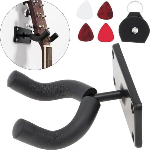 Wall Mount Guitar Hanger Hook Holder Metal Covered Soft Sponge Coat with Guitar Picks Case for Guitar / Bass / Violin / Ukulele