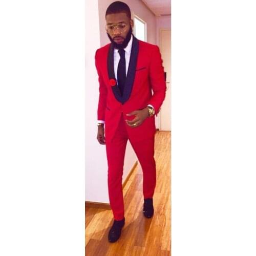 Latest Coat Pant Design Red Wedding Suits for Men Jacket Slim Fit 2 Piece Tuxedo Custom Groom Prom Suit Blazer Terno Masculino
