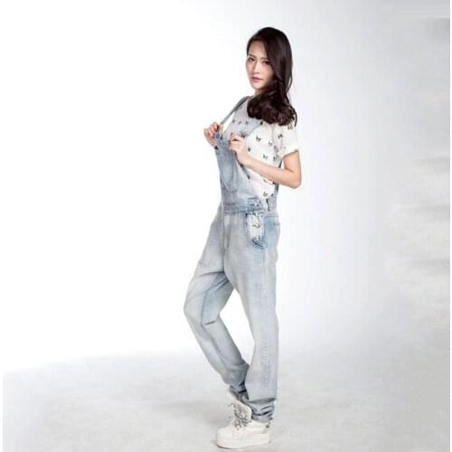 2020 New Modis Ladies Denim Overalls Loose Large size Hip Hop Loose Suspenders Overalls Light trousers More size XS-5XL