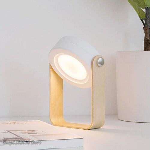 2021 New Creative Wood Handle Foldable Night Lights Reading Lamp Portable Lantern Lamp Telescopic Folding Led Table USB Charging