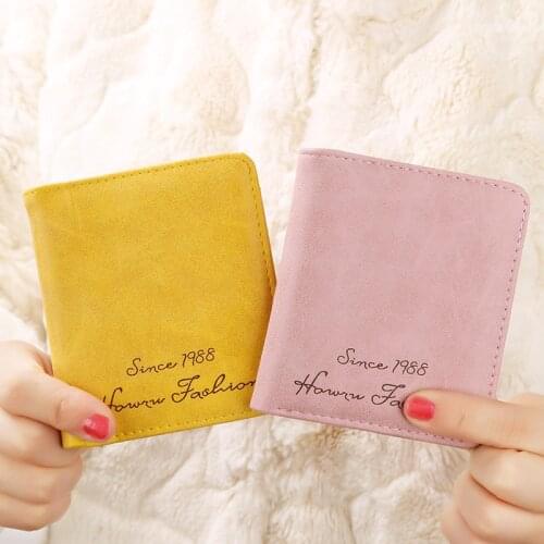 2021 new ultra-thin mens and womens wallet frosted PU leather retro wallet coin hand wallet coin purse student wallet clutch