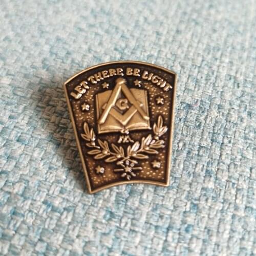 Wholesale 1" Brass material LET THERE BE LIGHT mason lodge masonic lapel pin