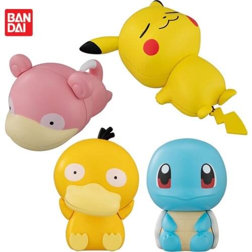 Genuine Pokemon Squirtle Psyduck Slowpoke Pikachu with Big Head Cute Assembling Action Figure Model Toys