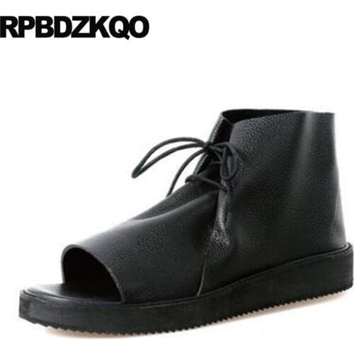 Casual Genuine Leather Boots Outdoor Black 2018 Summer Sandals Designer Shoes Men High Quality Breathable Platform Luxury