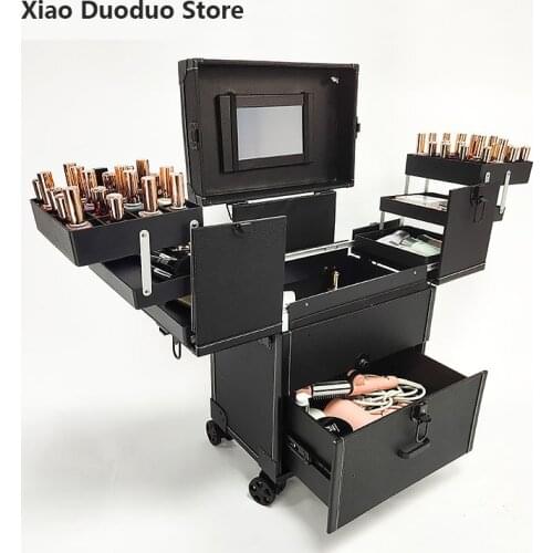 Professional Makeup Artist Manicure Ladys Big Suitcase Travel Box Folding 10kg Carry-On Rolling Luggage-Bags Trolley Case 2021