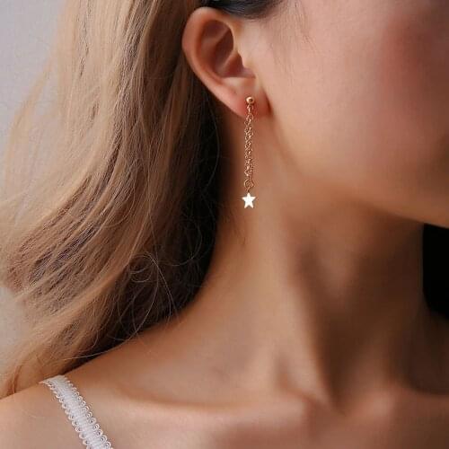 Simple Star Dangle Earrings For Women Tassel Chain Earring Ear Drops Jewelry Accessories