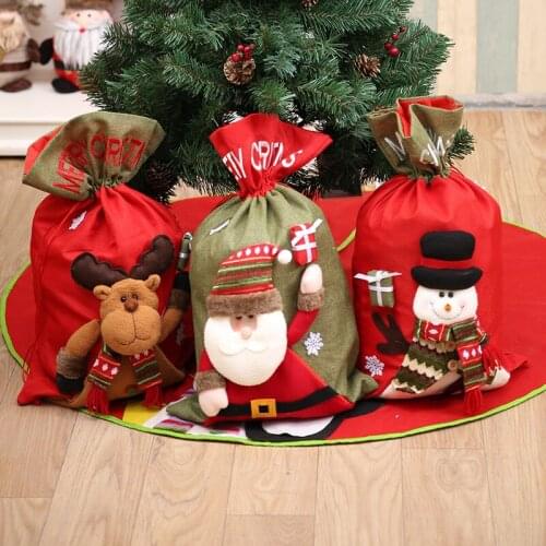 XMAS Hot Sell Festive Christmas Santa Claus Big 3D Gift Bag Elk Candy Bag Christmas gift bag Add Festive Atmosphere NEW