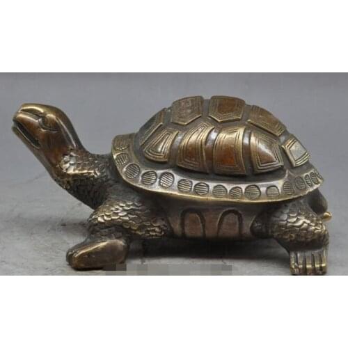 S02195 8" marked chinese bronze fengshui beast tortoise Longevity turtle animal statue