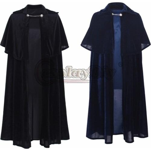Cosplaydiy Medieval Boys Girls Velvet Cloak Victoran Vampire Cloak Cape Adult Winter Halloween Costume Cloak Long Jacket Cape