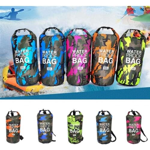 PVC Waterproof Dry Bag 5L 10L 15L 30L Camo Outdoor Diving Foldable Man Women Beach Swimming Bag Rafting River Ocean backpack