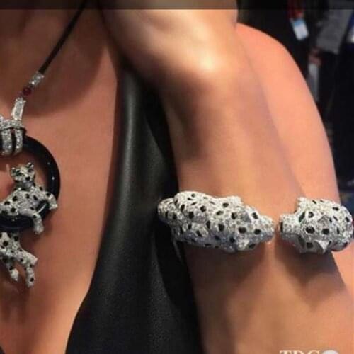 Xa238 Luxury Designer Fashion 925 Sterling Silver shinning European style Jewelry panther shaped ab