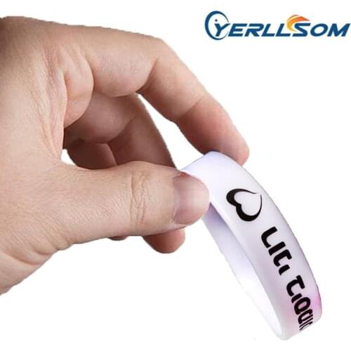 YERLLSOM 50pcs/Lot High Quality Customized Personal Printed Writing Silicone Bracelets For Events P041501