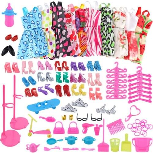 Skirts Dress High Heel Shoes Sandals Clothes for 1/6 Dolls Dress Up Set