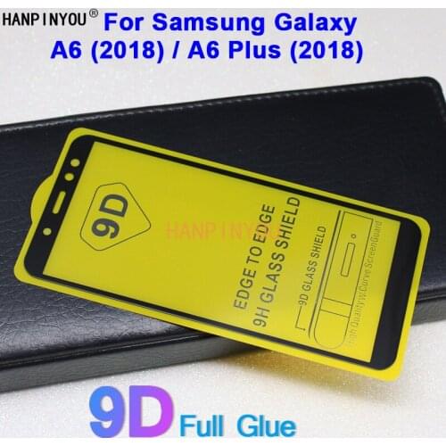 For Samsung Galaxy A6 A600F /A6 Plus (2018) A605G 9D Full Glue Cover Toughened Tempered Glass Film Screen Protector Guard