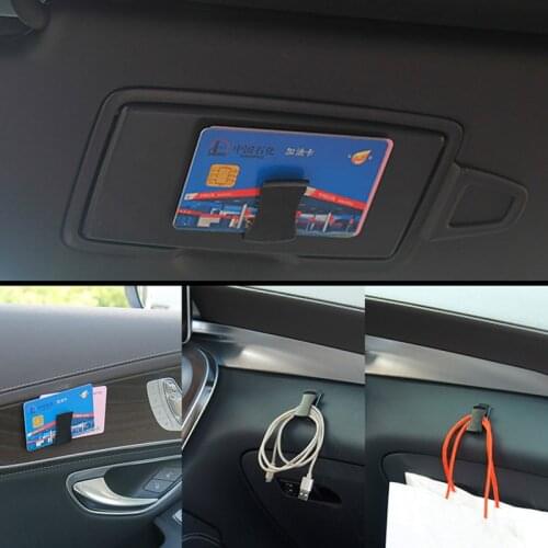 2 Pcs Auto Sun Visor Glasses Fastener Clip Holder Car Black Dashboard Door Adhesive Clips For Sunglasses Eyeglasses Ticket Card